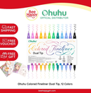 Ohuhu Colored Fineliner & Brush Pens, 12 Colors Y30-80601-61