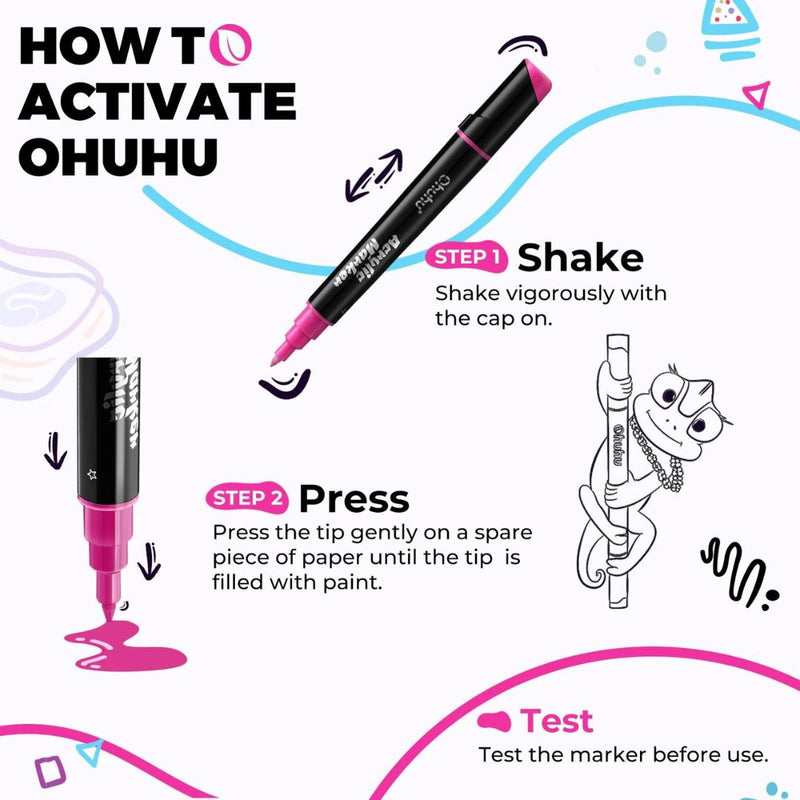 Ohuhu Dual Nib Waterproof Acrylic Markers / Acrylic Pens 30 Colors