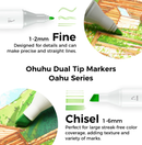 Ohuhu Oahu 40 Basic Colors Dual Tips Alcohol Art Markers-Fine & Chisel Y30-80401-81