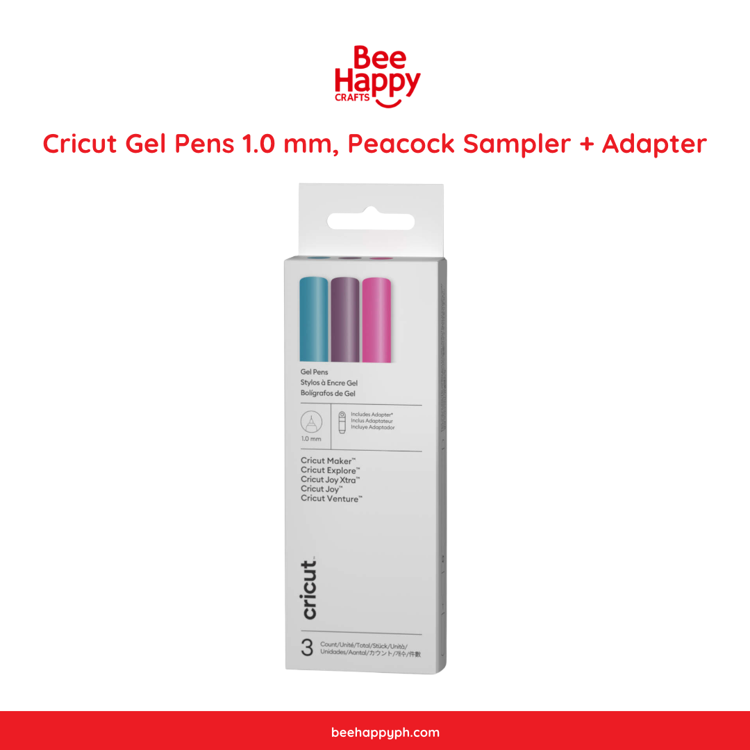 Cricut Gel Pens 1.0 mm, Peacock Sampler 3pcs + Adapter