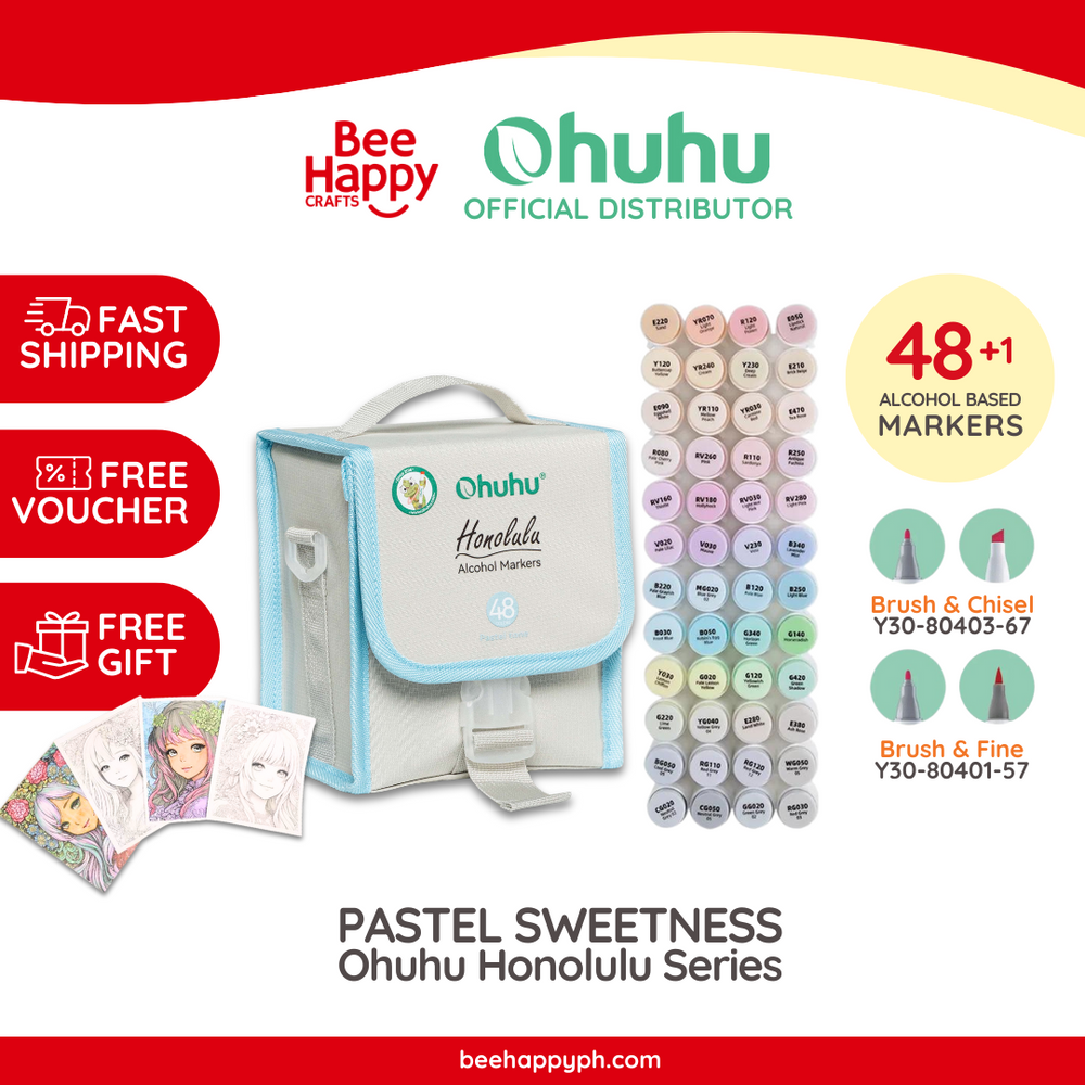 Ohuhu 48 Pastel Colors Dual Tips Alcohol Markers - Sweetness Y30-80400