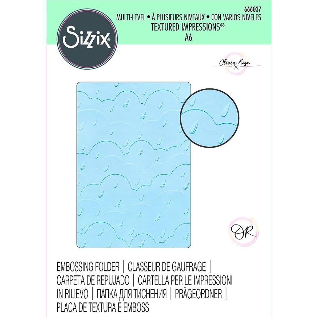 Sizzix Multi-Level Textured Impressions Embossing Folder - Rain Clouds