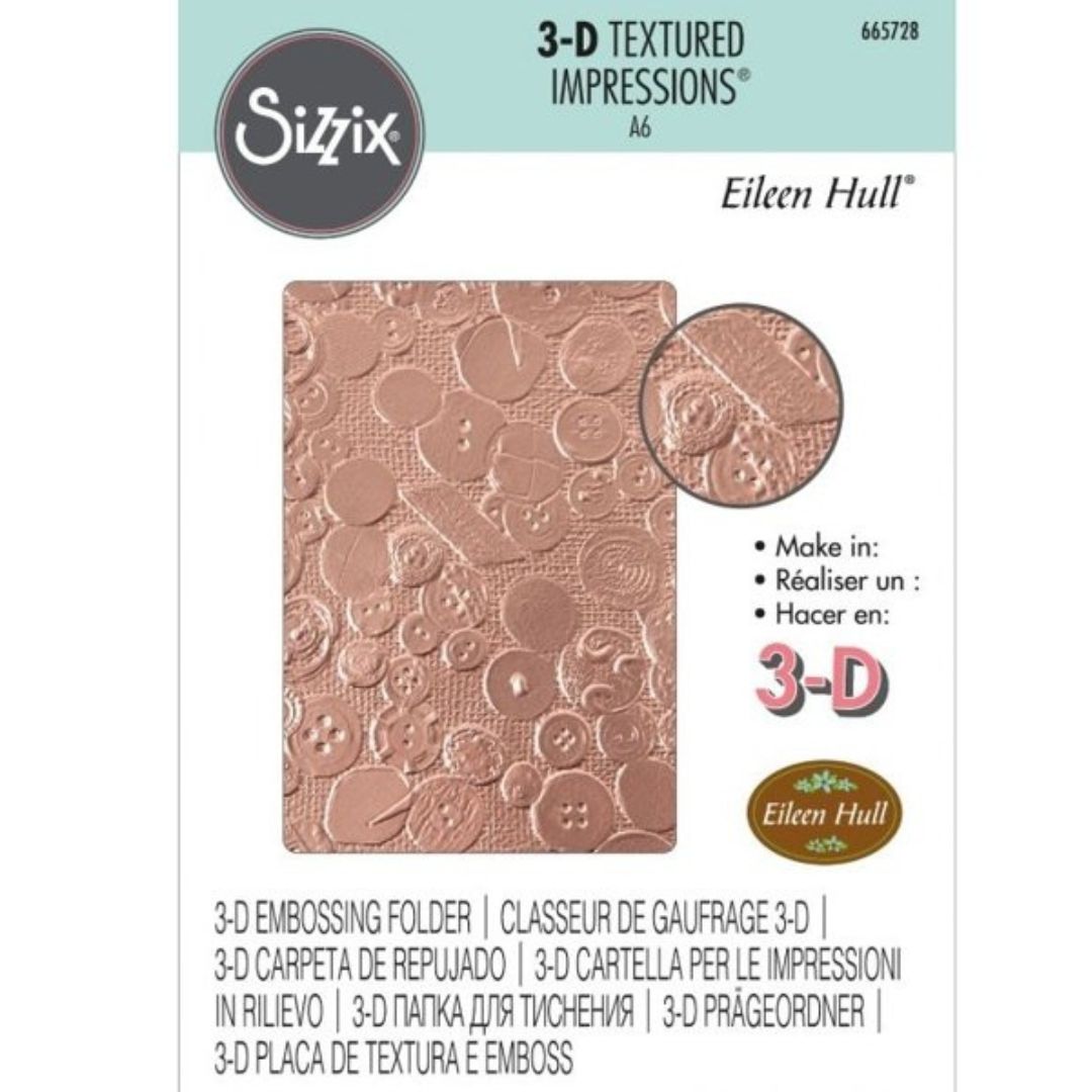Sizzix 3-D Textured Impressions Embossing Folder - Vintage Buttons by Eileen Hull