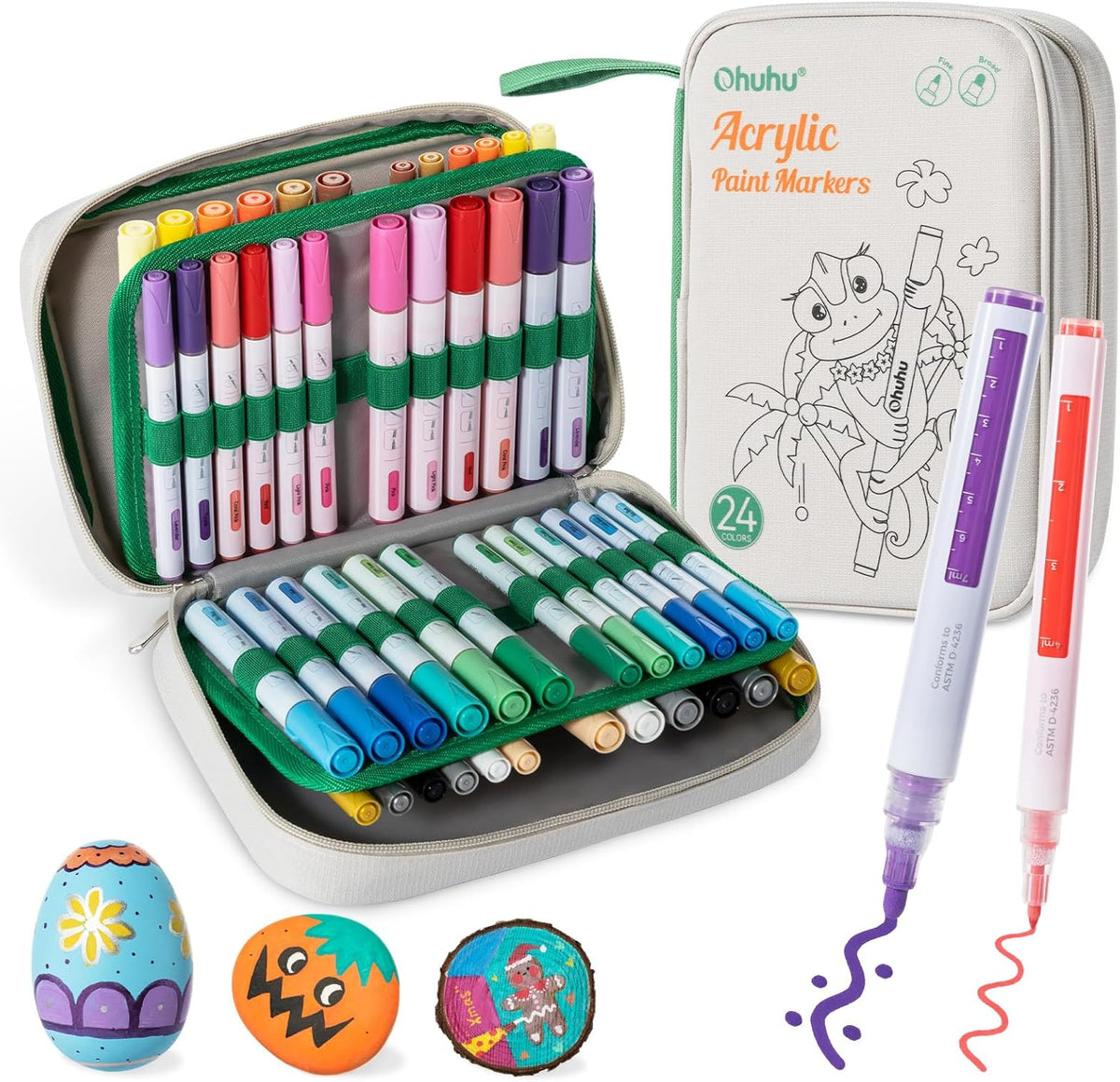 Ohuhu Acrylic Markers 24 Colors 48 Pack Fine & Round Y30-80601-15