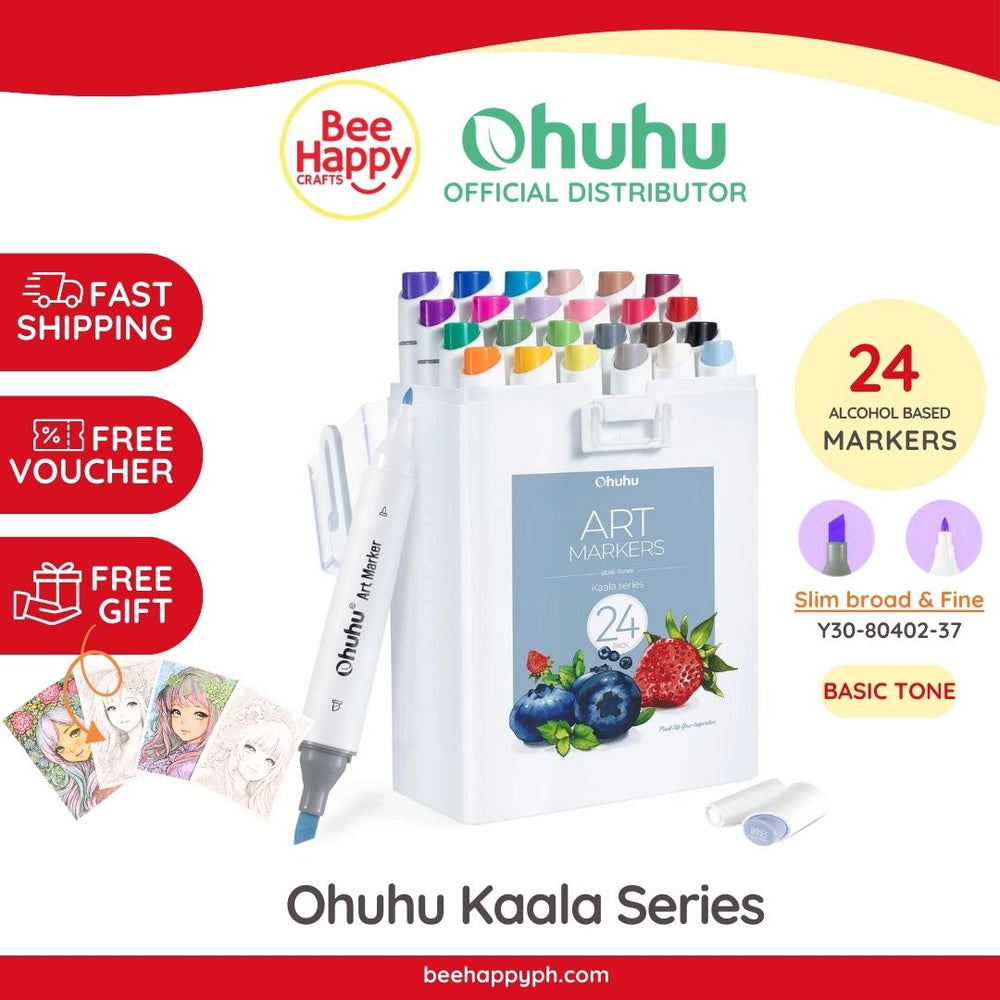 Ohuhu Kaala Slim Broad and Fine Dual Tips Alcohol Art Markers Y30-8040