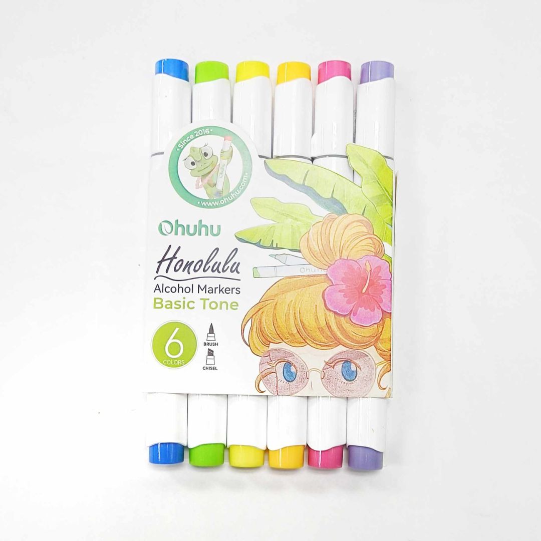 Ohuhu Honolulu Alcohol Markers 6 colors Brush & Chisel Y30-80403-51, Y30-80403-52, Y30-80403-53