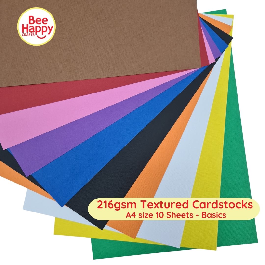 Bee Happy 216gsm Textured Cardstocks A4 Size 10 Sheets - Neutrals & Basics