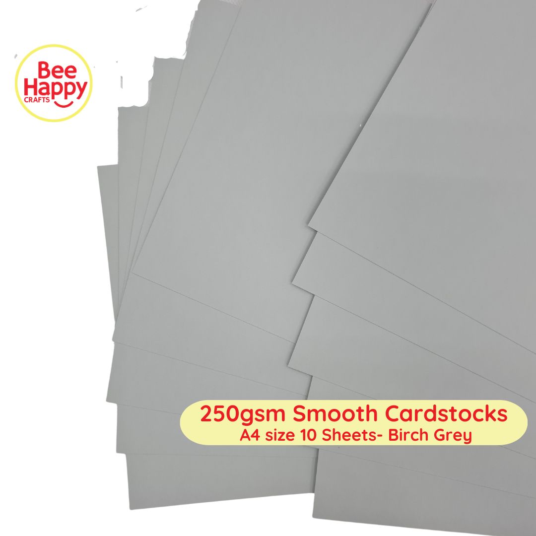 Bee Happy 250gsm Smooth Cardstocks 10 Sheets - Neutrals & Grays