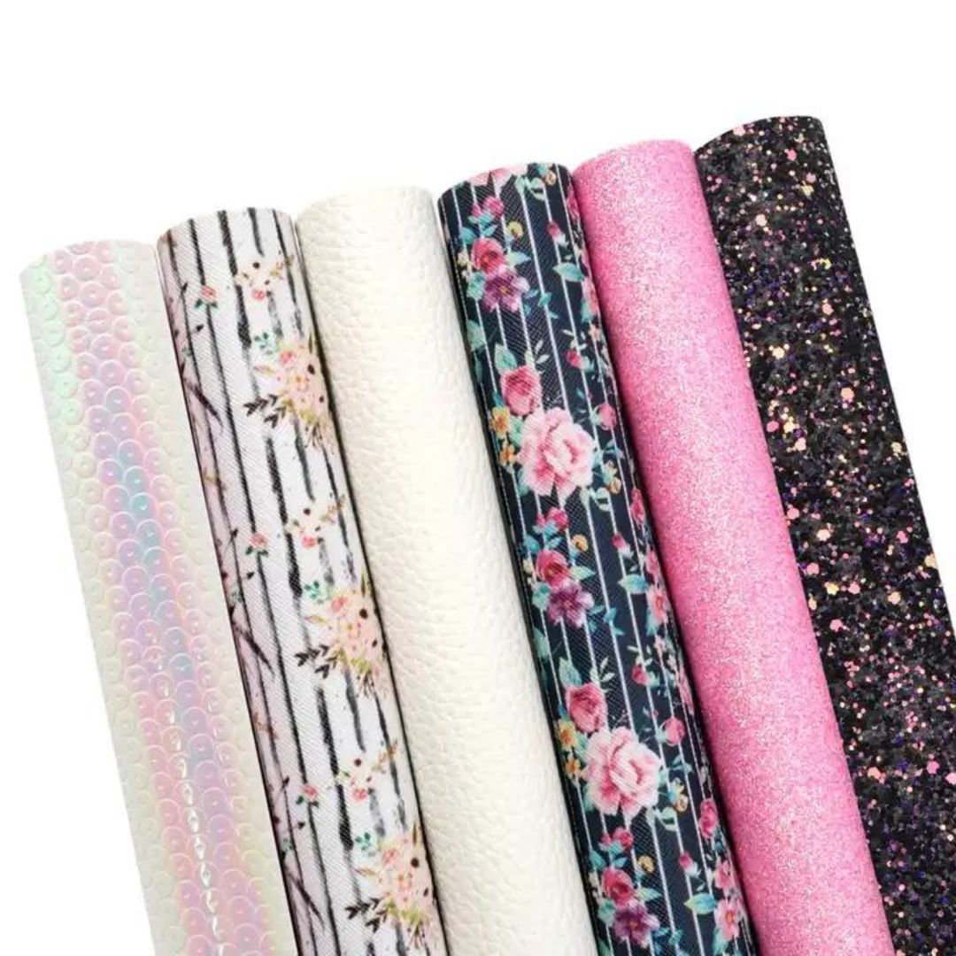 Bee Happy Faux Leather Sheets - Floral Black Stripe 6pcs