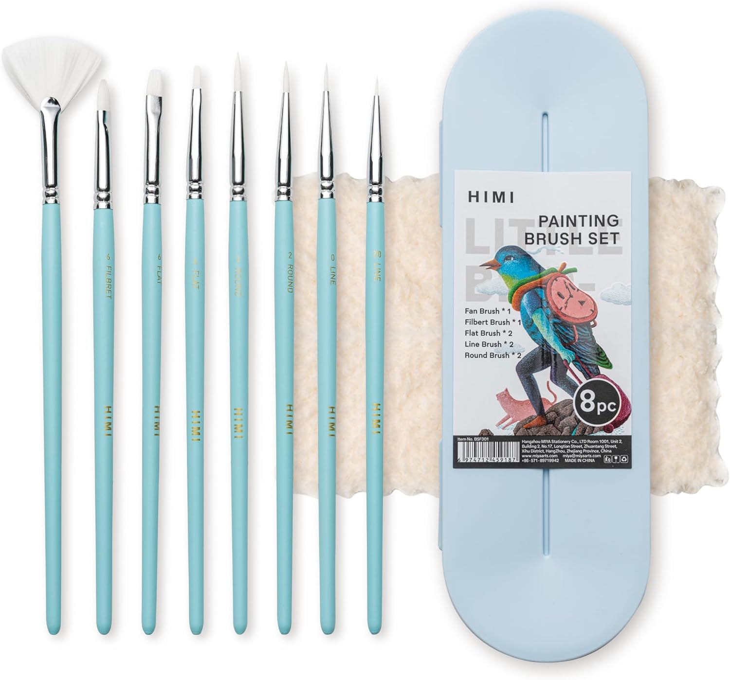 Miya Himi Paint Brushes Set 8 Pcs for Acrylic Oil Gouache