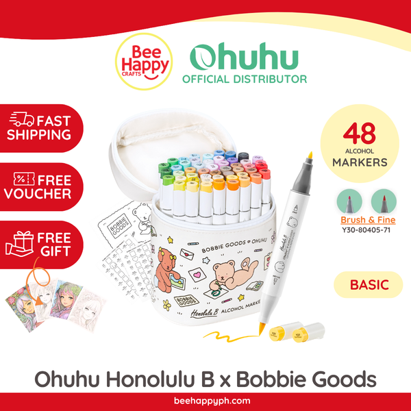 Ohuhu x Bobbie Goods Honolulu B 48 Basic Colors Dual Tips Brush & Fine Y30-80405-71