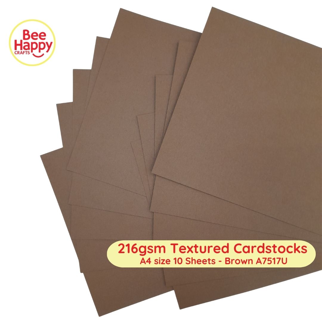 Bee Happy 216gsm Textured Cardstocks A4 Size 10 Sheets - Neutrals & Basics