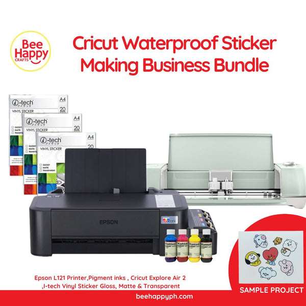 Cricut Waterproof Sticker Making Business Bundle A - Epson L121 Printer, Cricut Explore Air 2