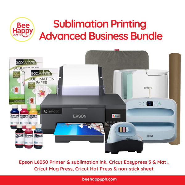 Sublimation Printing  Advanced Business Bundle - Epson L8050 Printer, Cricut Mug Press, Easypress 3 & Hat Press