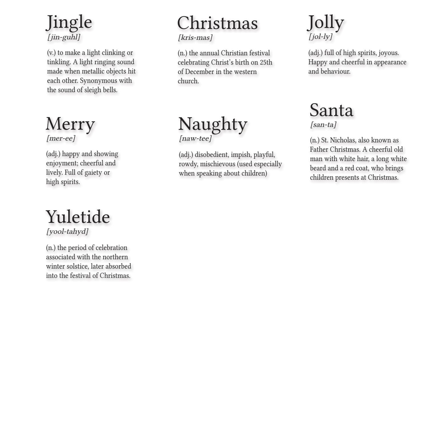 Sizzix Clear Stamps Set 7PK - Festive Dictionary Definitions
