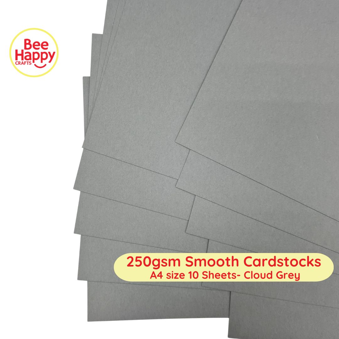 Bee Happy 250gsm Smooth Cardstocks 10 Sheets - Neutrals & Grays