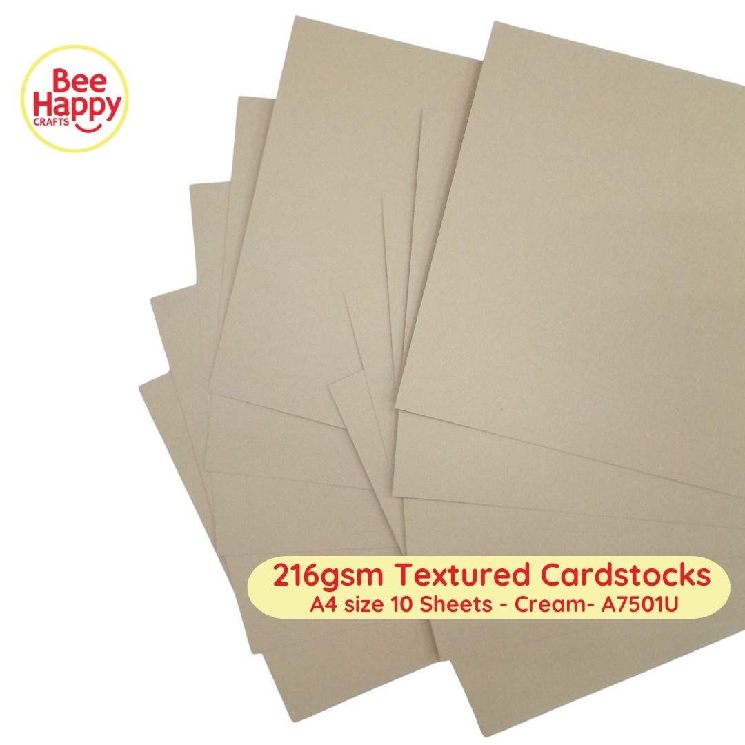 Bee Happy 216gsm Textured Cardstocks A4 Size 10 Sheets - Neutrals & Basics