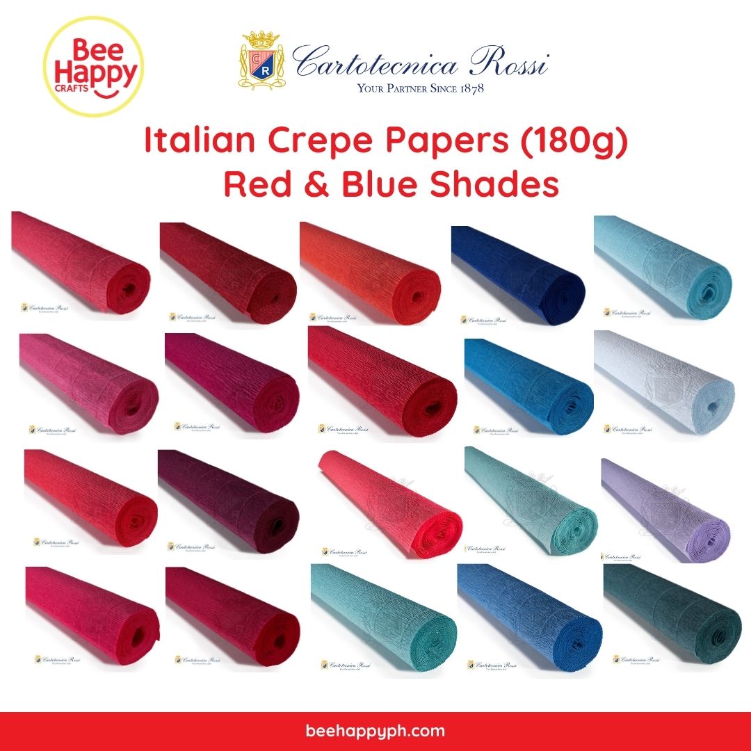 Cartotecnica Rossi Crepe Papers 180g (Red & Blue Shades) Full Roll Premium Italian Crepe Papers