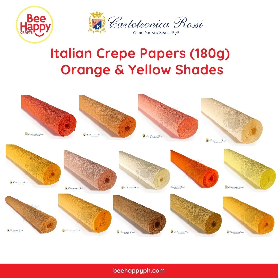 Cartotecnica Rossi Crepe Papers 180g (Orange & Yellow Shades) Full Roll Italian Crepe Papers