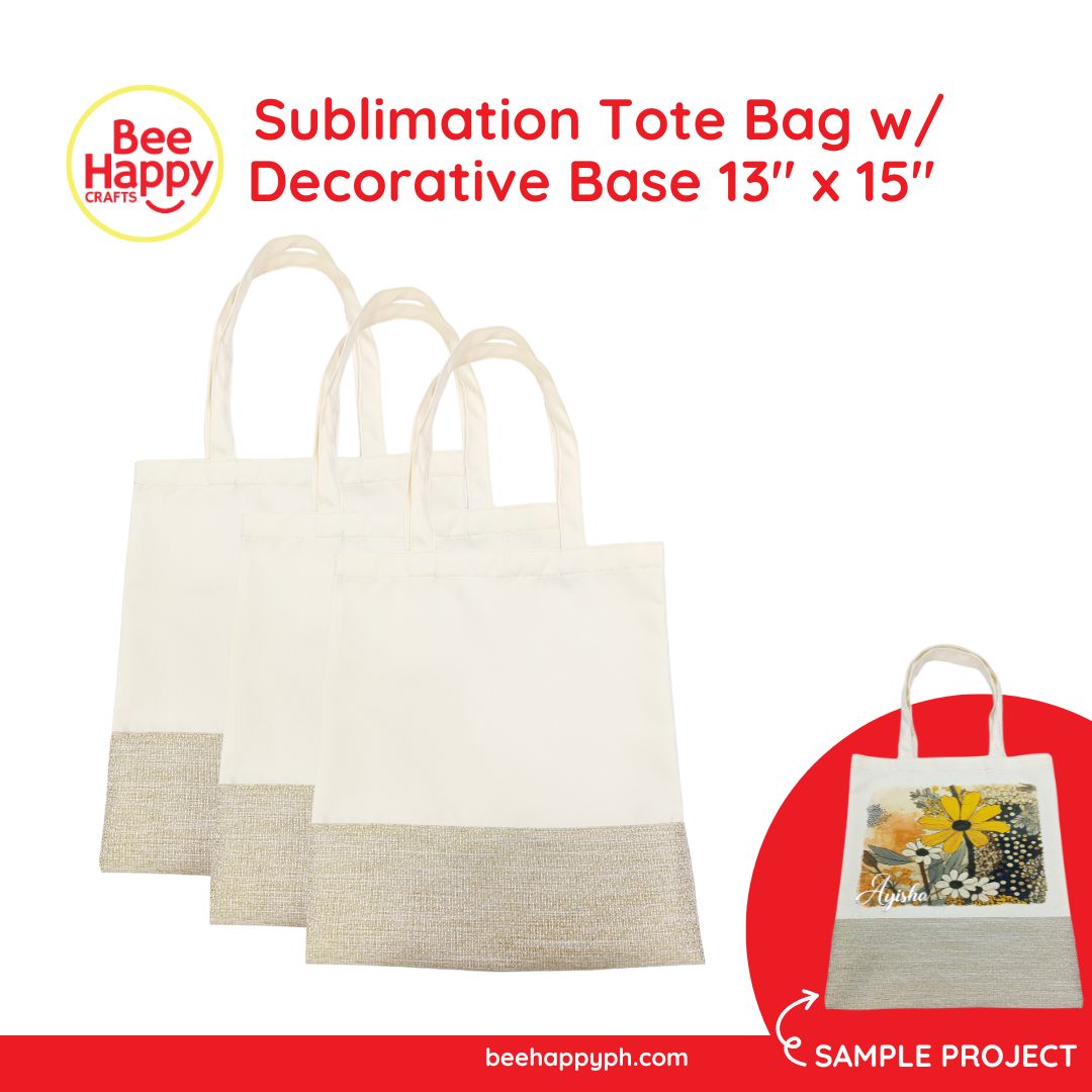 Bee Happy Sublimation Tote Bag with Decorative Base 13