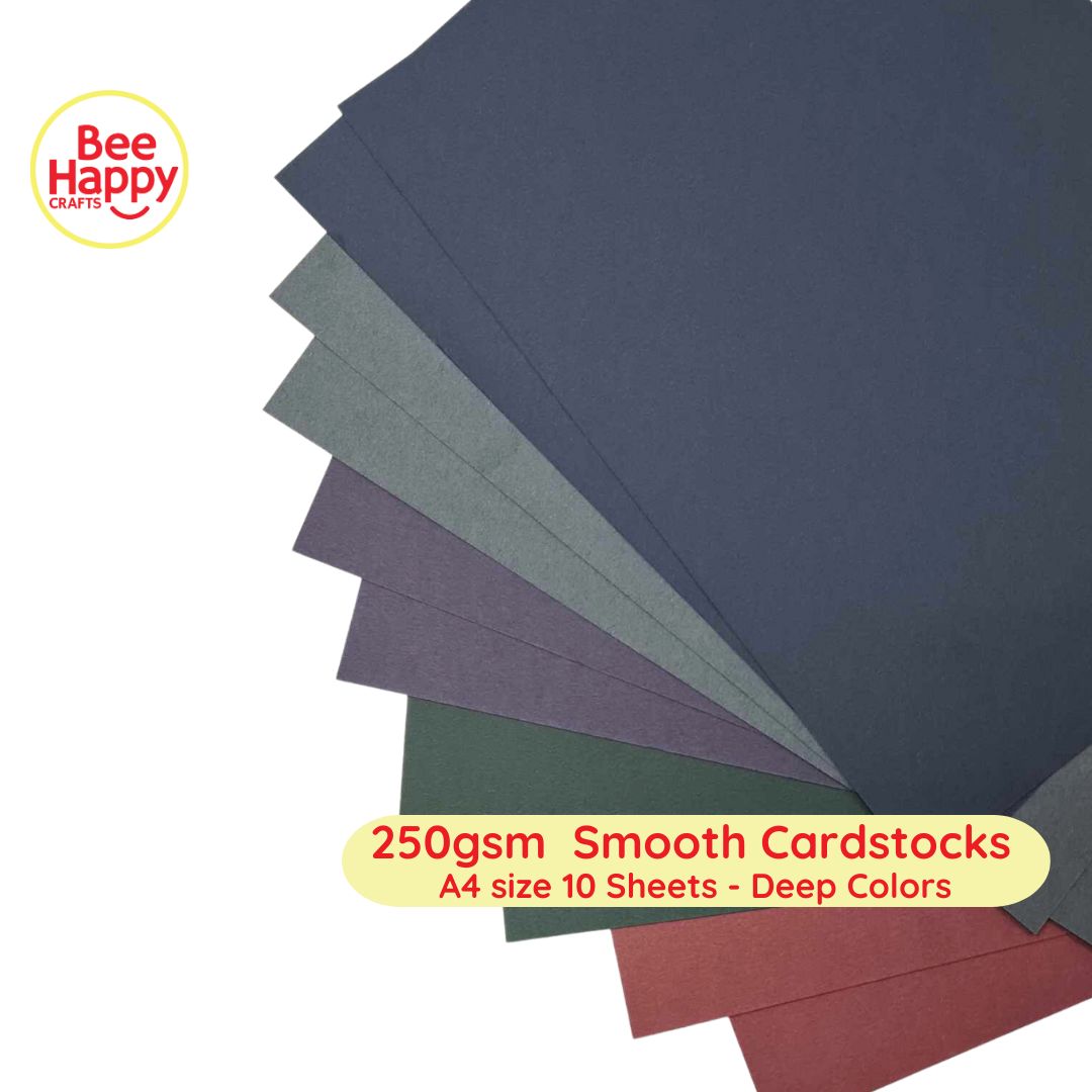Bee Happy 250gsm Smooth Cardstocks 10 Sheets - Deep & Candy Colors