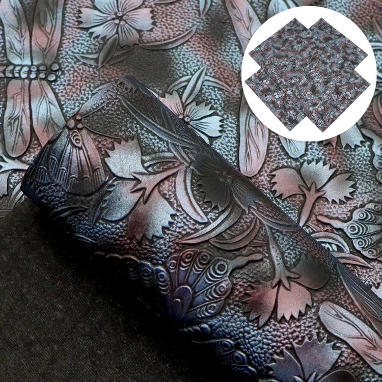 Bee Happy Faux Leather Sheets - Retro Butterfly Dragonfly Embossed