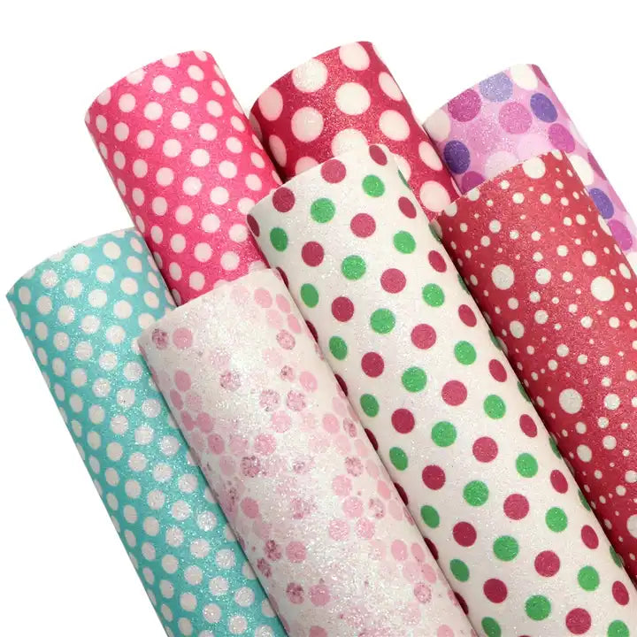 Bee Happy Faux Leather Sheets - Dot Print Fine Glitter 7pcs