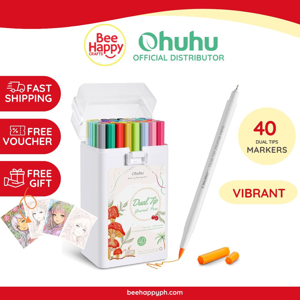 Ohuhu Markers Pens for Journaling 40 Colors Art Markers Dual Tips Extr