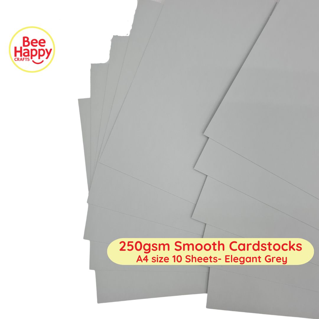 Bee Happy 250gsm Smooth Cardstocks 10 Sheets - Neutrals & Grays