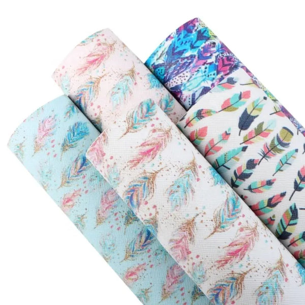 Bee Happy Faux Leather Sheets - Feather Printed 5pcs