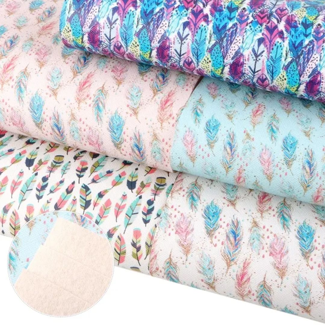 Bee Happy Faux Leather Sheets - Feather Printed 5pcs