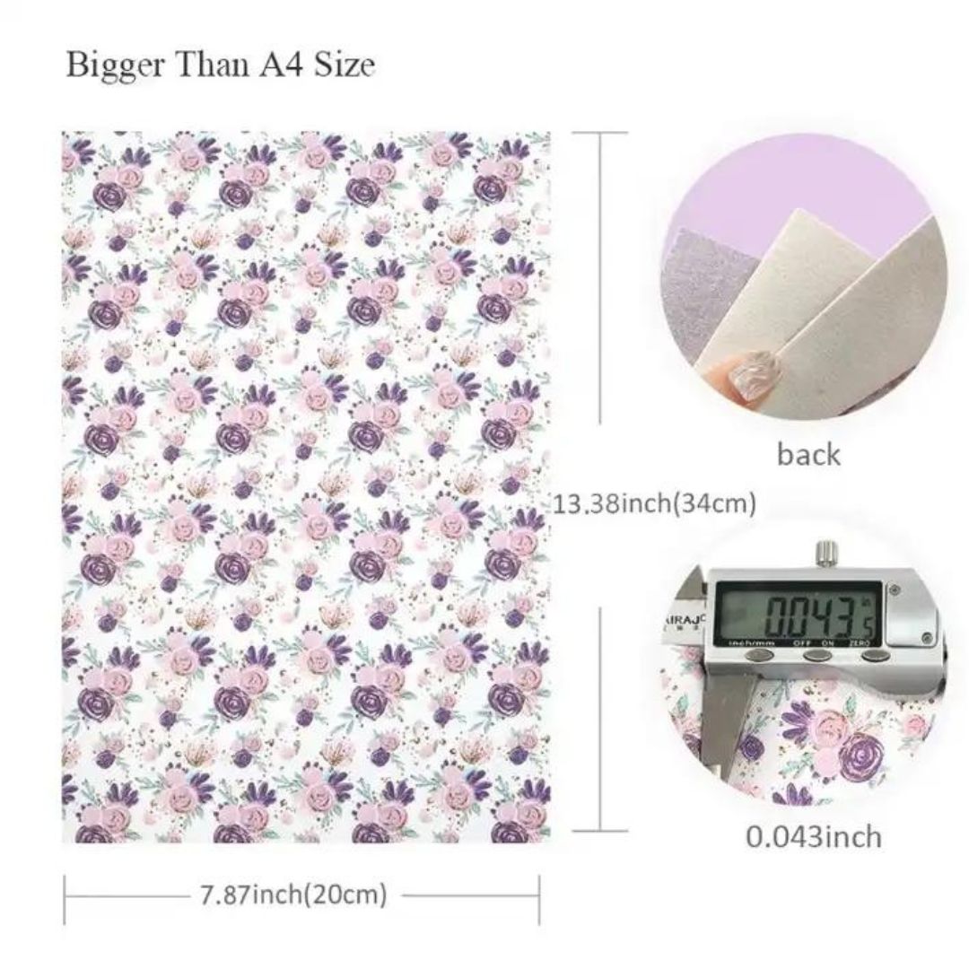 Bee Happy Faux Leather Sheets - Floral Printed Pink 6pcs