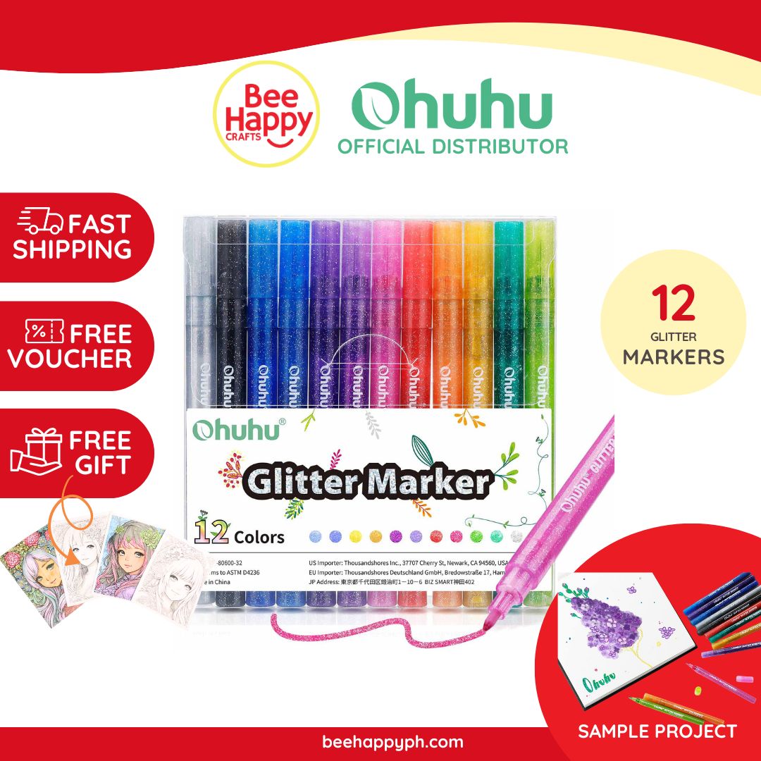 Ohuhu Glitter Metallic Marker Pens 12 colors Y30-80600-32