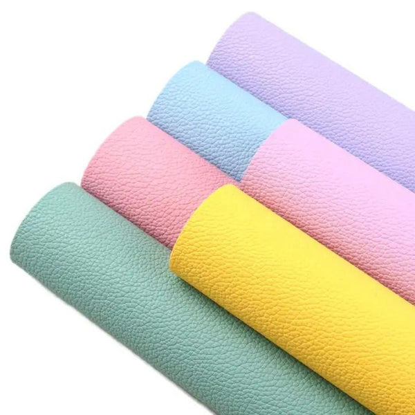 Bee Happy Faux Leather Sheets- Litchi Grain Plain Color 6pcs