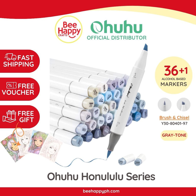 Ohuhu Oahu 36 Gray Tone Colors Dual Tips Alcohol Art Markers Set, Fine –  ohuhu