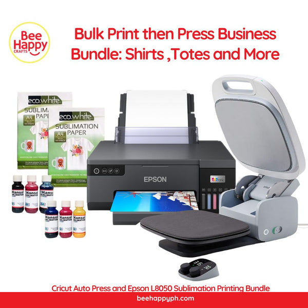 Bulk Print then Press Business Bundle: Shirts, Totes and More - Cricut Autopress and Epson L8050 Sublimation Printing Bundle