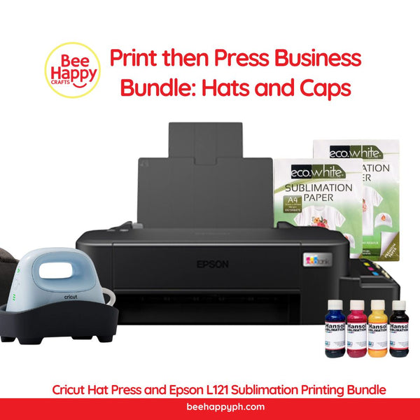 Print then Press Business Bundle: Hats and Caps - Cricut Hat Press and Epson L121 Sublimation Printing Bundle