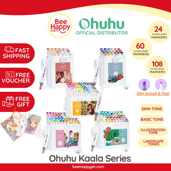 Ohuhu Kaala Slim Broad and Fine Dual Tips Alcohol Art Markers Y30-80405-39 ,Y30-80402-36,Y30-80402-37 & Y30-80405-42 & Y30-80405-48