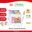 Ohuhu Kaala B Series Mini Brush & Slim Broad 60 Illustration Colors Dual Tip Brush Tip Alcohol-based Art Marker Y30-80403-75