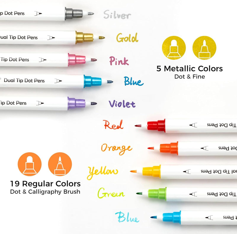 Ohuhu Kumimi 24 Colors Dot Marker Pens Dual Tips