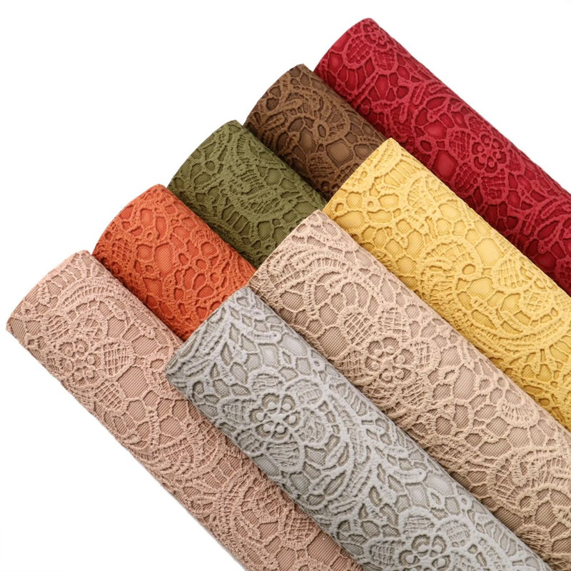 Bee Happy Faux Leather Sheets - Lace Flower Texture Embossed 8pcs