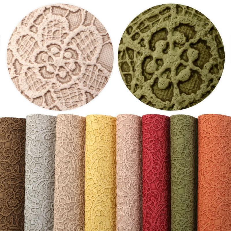 Bee Happy Faux Leather Sheets - Lace Flower Texture Embossed 8pcs