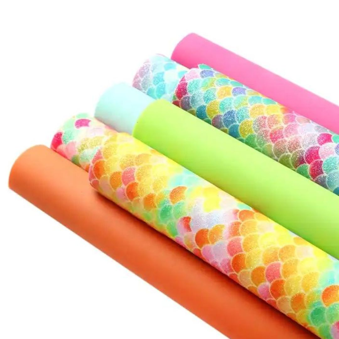 Bee Happy Faux Leather Sheets - Glitter Mermaid Scale 8pcs