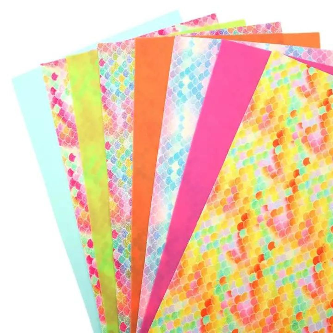 Bee Happy Faux Leather Sheets - Glitter Mermaid Scale 8pcs