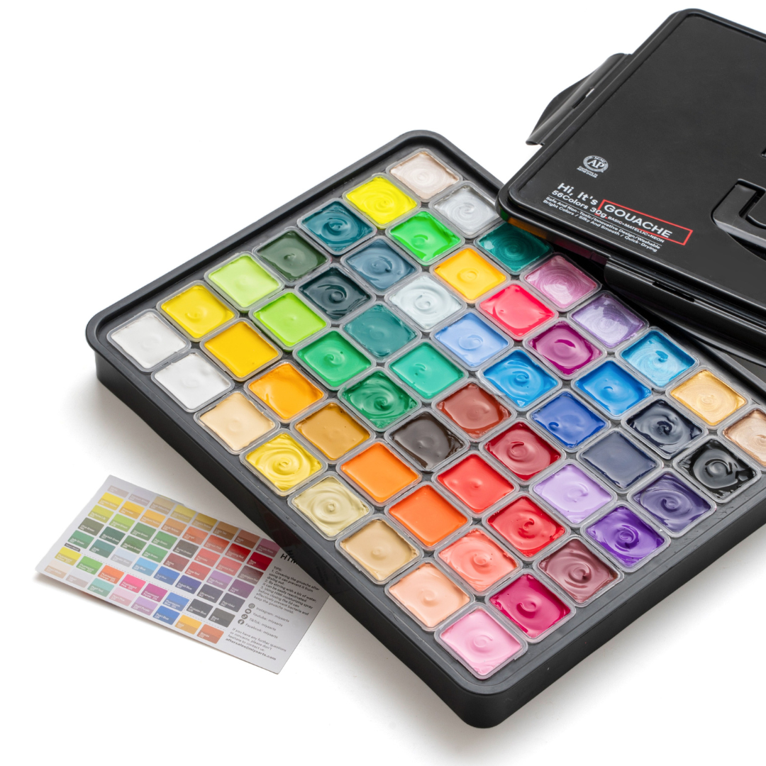 MIYA HIMI Gouache Paint Set Jelly Cup 56 Colors (No Brush Included)