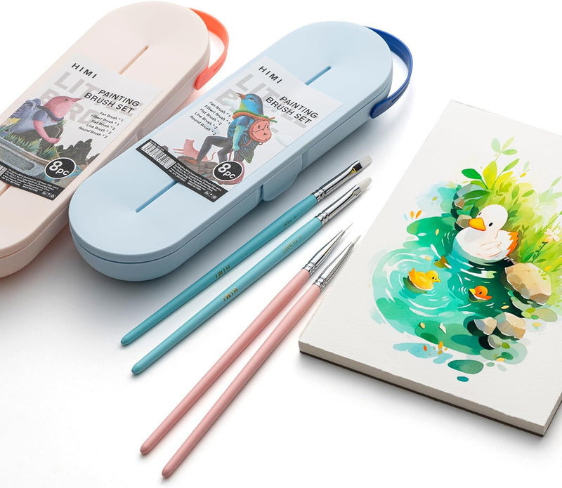 Miya Himi Paint Brushes Set 8 Pcs for Acrylic Oil Gouache