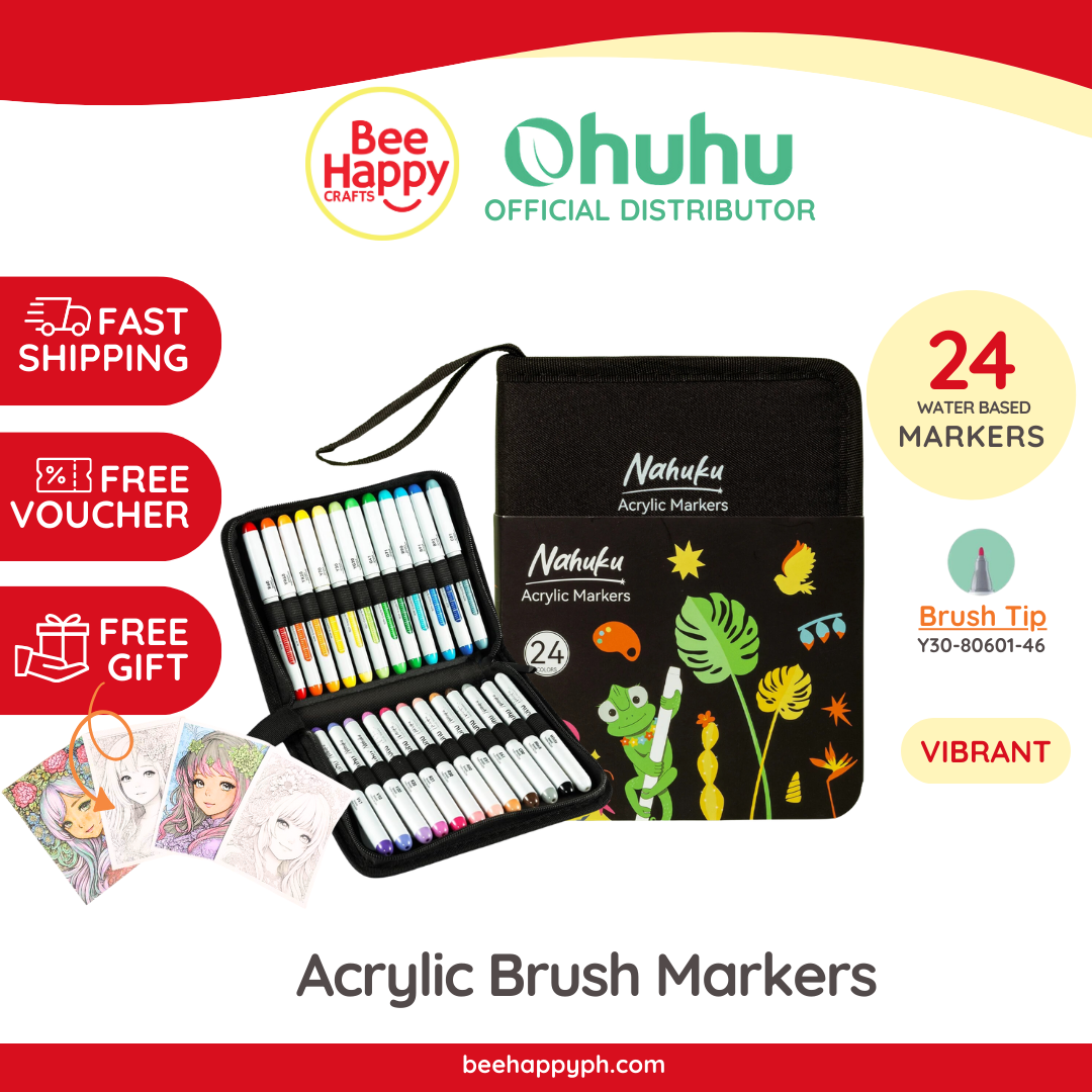 Ohuhu Nahuku Acrylic Brush Markers 24,48 & 72 Colors Y30-80601-46, Y30-80601-84,Y30-80602-14