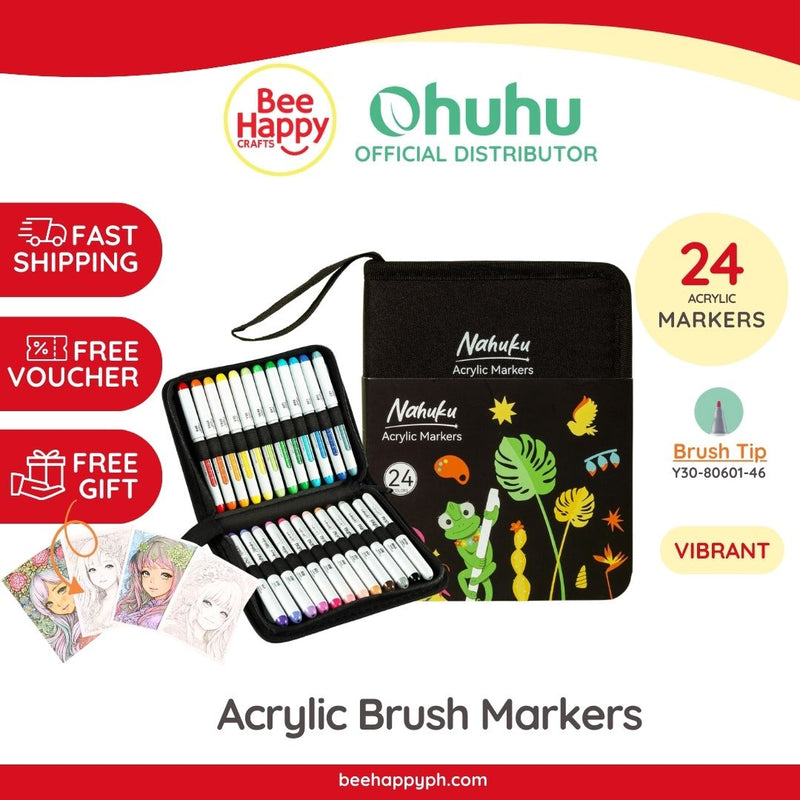 Ohuhu Nahuku Acrylic Brush Markers 24 Colors Y30-80601-46