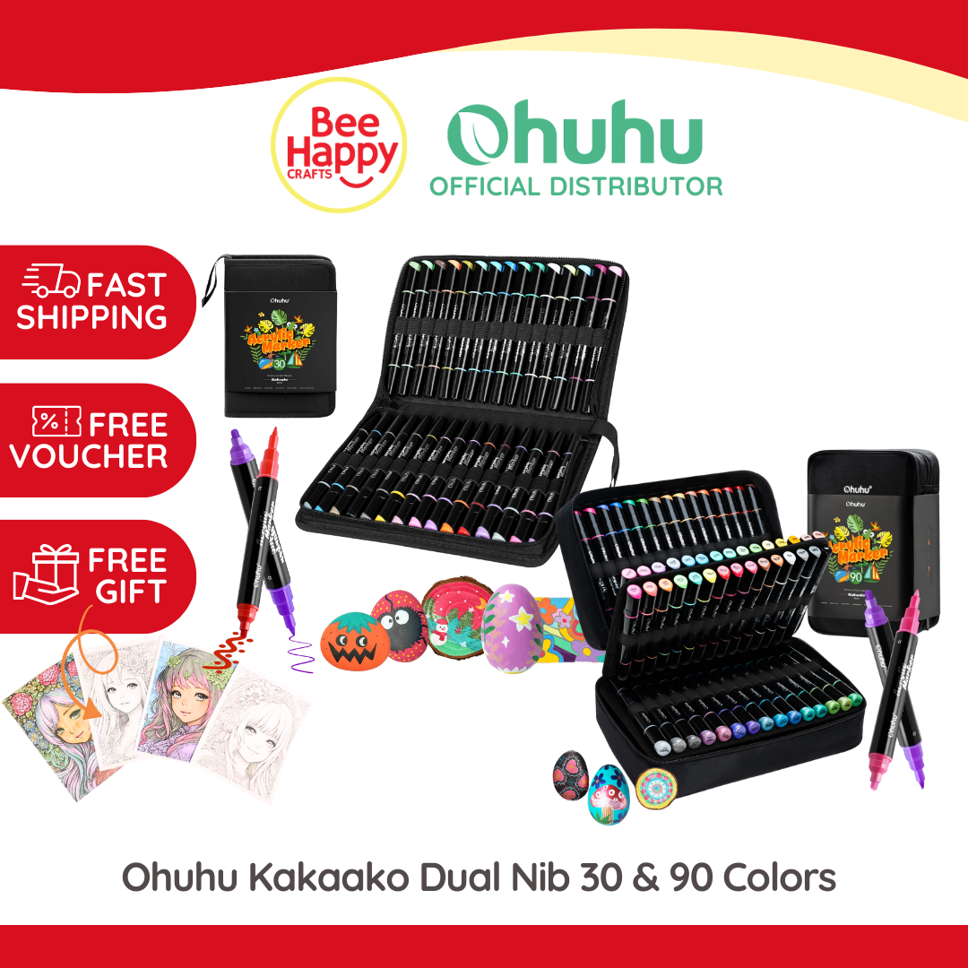 Ohuhu Kakaako Dual Nib Waterproof Acrylic Markers / Acrylic Pens 30 & 90 Colors Y30-80601-08, Y30-80601-60