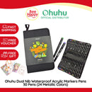 Ohuhu Kakaako Acrylic Paint Pens 30 Pens (24 Metallic Colors) Dual Tips Round & Fine Acrylic Markers Y30-80601-58